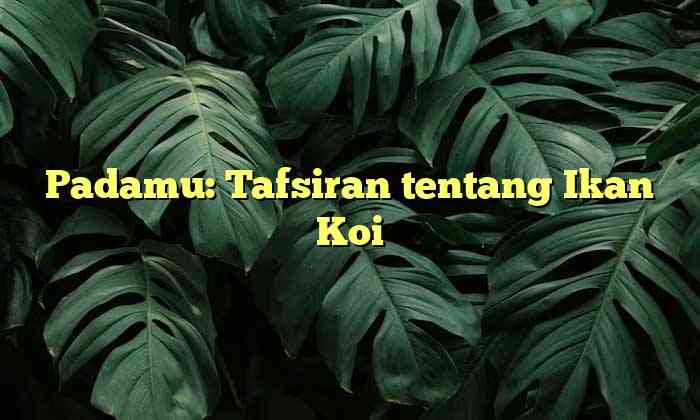 Padamu: Tafsiran tentang Ikan Koi